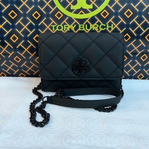 Tory Burch Willa Matte Chain Wallet Crossbody Bag Black